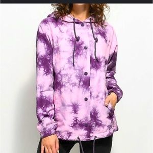 Empyre Zumiez Purple & Pink Tie Dye Coach Jacket-Size Medium NWOT